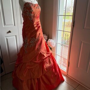 Vintage Mystique Boutique Orange Strapless Gown